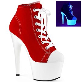 Pleaser Bottines ADORE-700SK-02 Rouge Néon Blanc