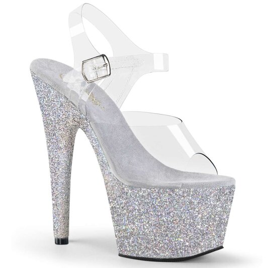 Pleaser Sandales ADORE-708HMG Transparent Argent Multi Paillettes