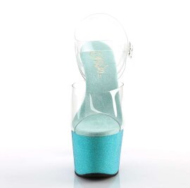 Pleaser Sandales ADORE-708OMBRE Transparent Bleu Paillettes