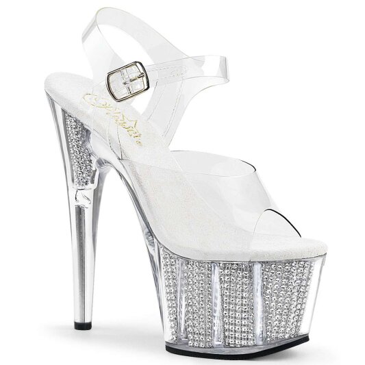Pleaser Sandales ADORE-708SRS Transparent Argent Strass