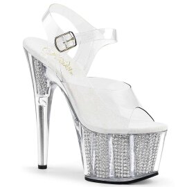 Pleaser Sandales ADORE-708SRS Transparent Argent Strass