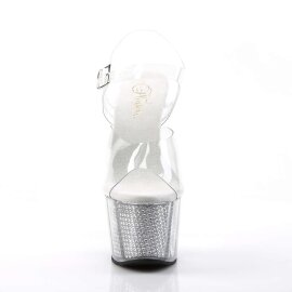 Pleaser Sandales ADORE-708SRS Transparent Argent Strass