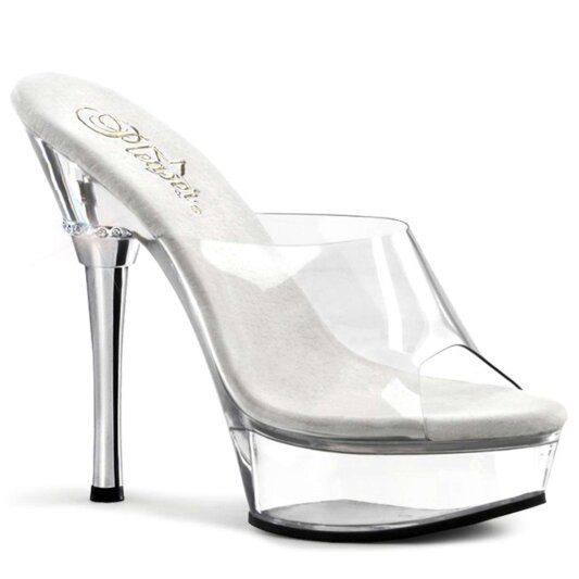 Pleaser Mules ALLURE-601 Transparent Argent