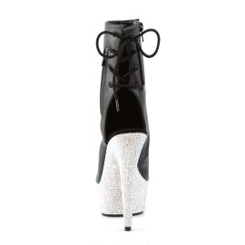 Pleaser Bottines BEJEWELED-1018DM-6 Faux cuir Noir Strass Argent