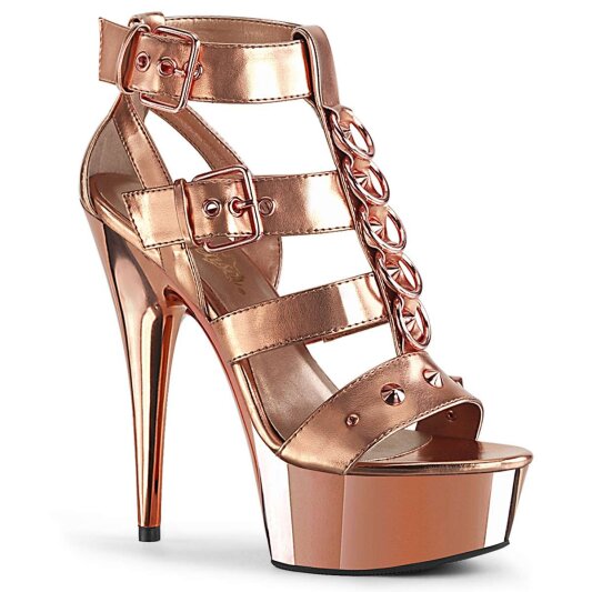 Pleaser Sandales DELIGHT-658 Or Rose Métallique Chrome Paillettes