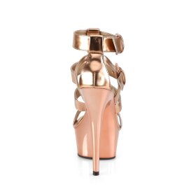 Pleaser Sandales DELIGHT-658 Or Rose Métallique Chrome Paillettes
