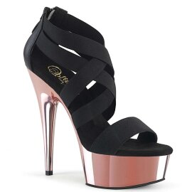 Pleaser Sandales DELIGHT-669 Noir Or Rose Chrome