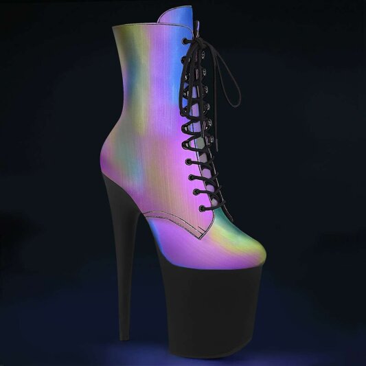 Pleaser Bottines FLAMINGO-1020REFL Bigarré Réfléchissant Noir
