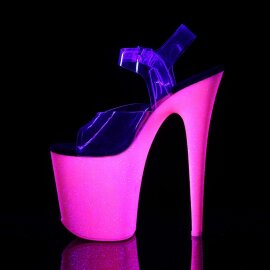 Pleaser Sandales FLAMINGO-808UVG Transparent Néon-Rose Paillettes