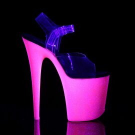 Pleaser Sandales FLAMINGO-808UVG Transparent Néon-Rose Paillettes