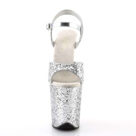 Pleaser Sandales FLAMINGO-810LG Argent Paillettes
