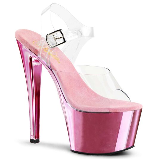 Pleaser Sandales SKY-308 Transparent Rose Chrome
