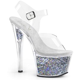 Pleaser Sandales SKY-308GF Transparent Argent Multi...