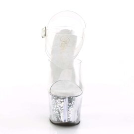 Pleaser Sandales SKY-308GF Transparent Argent Multi...