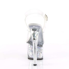 Pleaser Sandales SKY-308GF Transparent Argent Multi Paillettes