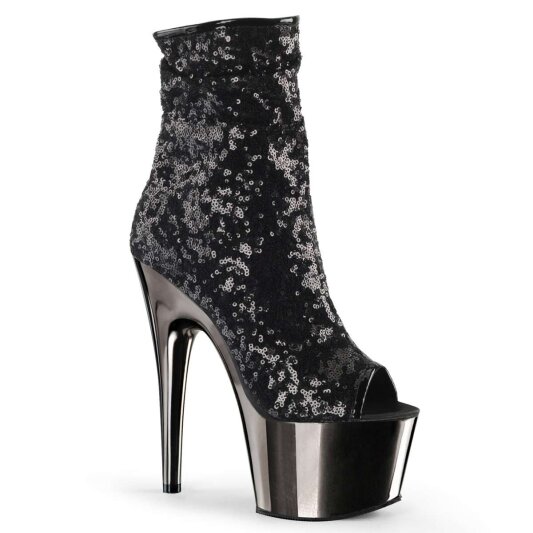Pleaser Bottines ADORE-1008SQ Noir Chrome EU-38/US-8
