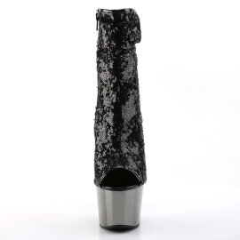 Pleaser Bottines ADORE-1008SQ Noir Chrome EU-38/US-8