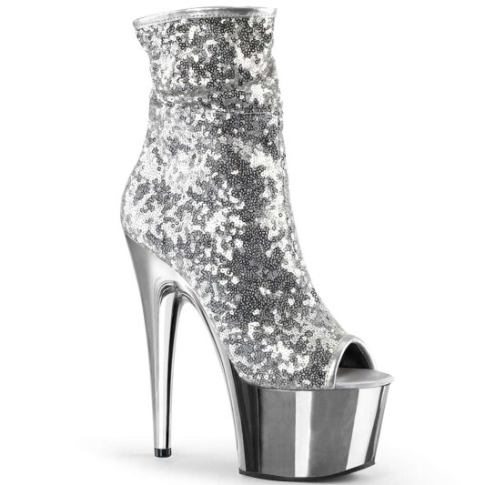 Pleaser Bottines ADORE-1008SQ Argent Multi Strass Chrome EU-41/US-11