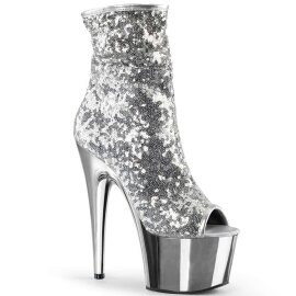 Pleaser Bottines ADORE-1008SQ Argent Multi Strass Chrome...