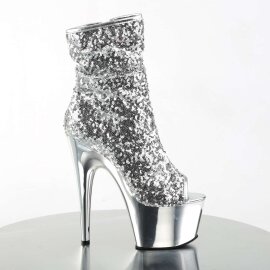 Pleaser Bottines ADORE-1008SQ Argent Multi Strass Chrome EU-39/US-9