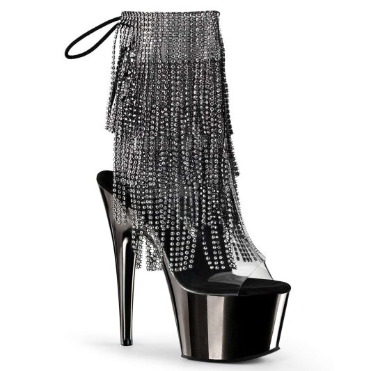 Pleaser Bottines ADORE-1017RSF Transparent Argent Noir Chrome EU-38/US-8