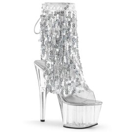 Pleaser Bottines ADORE-1017SQF Transparent Argent...