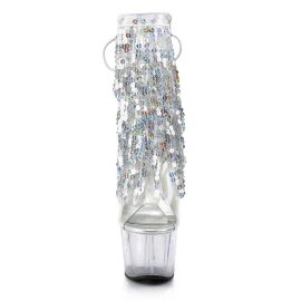 Pleaser Bottines ADORE-1017SQF Transparent Argent...