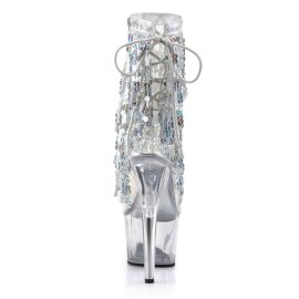 Pleaser Bottines ADORE-1017SQF Transparent Argent EU-40/US-10
