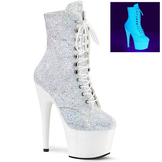 Pleaser Bottines ADORE-1020LG Néon Blanc Multi Paillettes EU-37/US-7