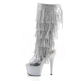 Pleaser Bottes ADORE-2024RSF Argent Métallique Strass EU-35/US-5