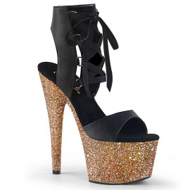 Pleaser Sandales ADORE-700-14LG Noir Or Multi Paillettes...