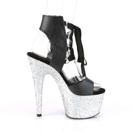 Pleaser Sandales ADORE-700-14LG Faux cuir Noir Strass Argent EU-35/US-5