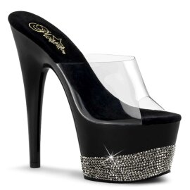 Pleaser Mules ADORE-701-3 Transparent Noir Argent Strass...