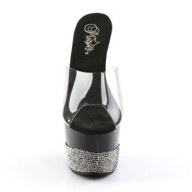 Pleaser Mules ADORE-701-3 Transparent Noir Argent Strass...