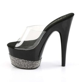 Pleaser Mules ADORE-701-3 Transparent Noir Argent Strass EU-37/US-7