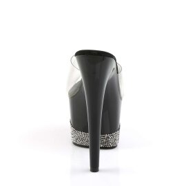 Pleaser Mules ADORE-701-3 Transparent Noir Argent Strass EU-37/US-7