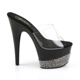 Pleaser Mules ADORE-701-3 Transparent Noir Argent Strass EU-37/US-7
