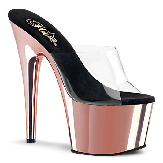 Pleaser Mules ADORE-701 Transparent Or Rose Chrome EU-35/US-5