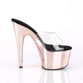 Pleaser Mules ADORE-701 Transparent Or Rose Chrome EU-35/US-5