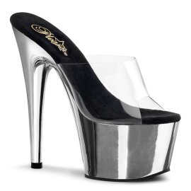 Pleaser Mules ADORE-701 Transparent Argent Chrome EU-35/US-5