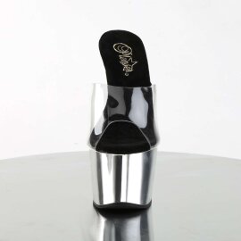 Pleaser Mules ADORE-701 Transparent Argent Chrome EU-35/US-5