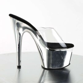 Pleaser Mules ADORE-701 Transparent Argent Chrome EU-38/US-8