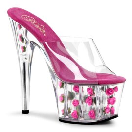 Pleaser Mules ADORE-701FL Transparent Rose EU-37/US-7