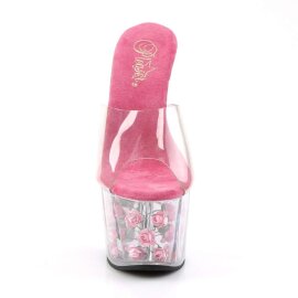 Pleaser Mules ADORE-701FL Transparent Rose EU-37/US-7