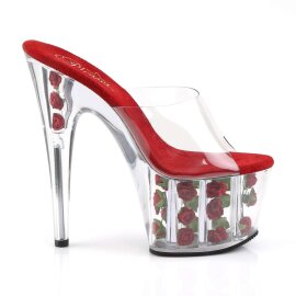 Pleaser Mules ADORE-701FL Transparent Rouge EU-35/US-5