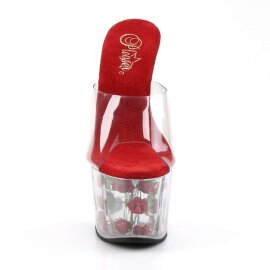Pleaser Mules ADORE-701FL Transparent Rouge EU-37/US-7