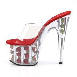 Pleaser Mules ADORE-701FL Transparent Rouge EU-37/US-7