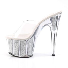 Pleaser Mules ADORE-701G Transparent Argent Paillettes EU-37/US-7