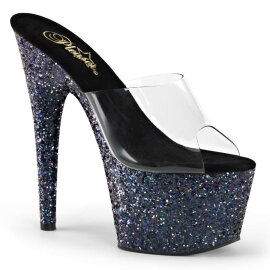 Pleaser Mules ADORE-701LG Transparent Noir Hologramme EU-35/US-5