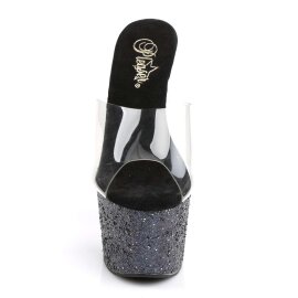 Pleaser Mules ADORE-701LG Transparent Noir Hologramme EU-35/US-5